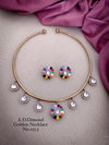 1 AD Diamond Gold Plated Designer Unique Golden Necklace Manufacturers
